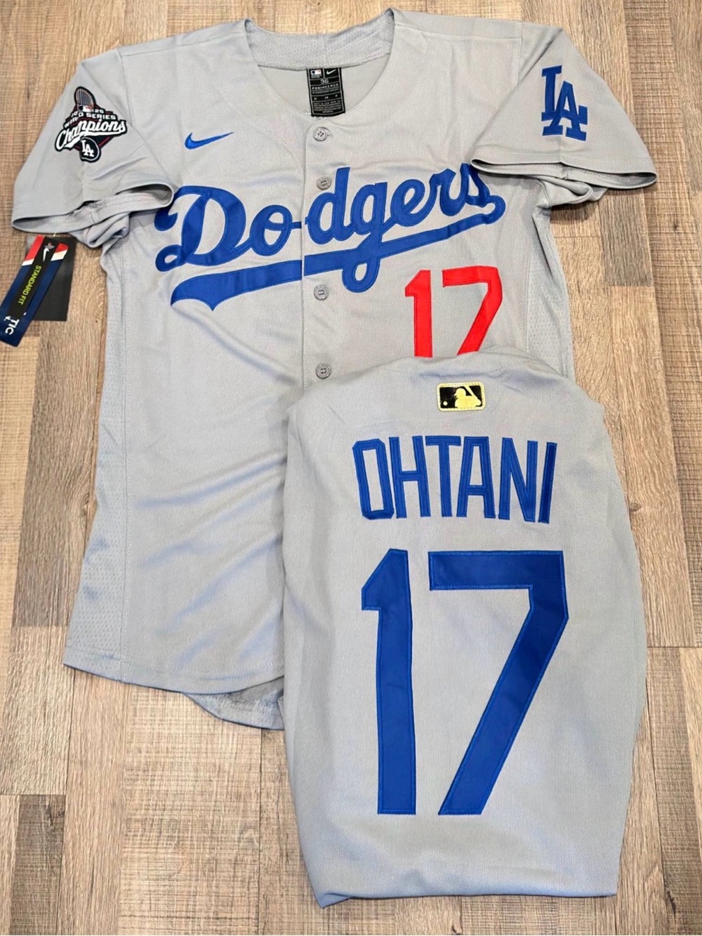 Nike Dodgers Ohtani #17 Gray Blue Red Replica Jersey